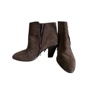 Coach westyn fringe luxury suede zip up hulled booty chest nut Size 9.5